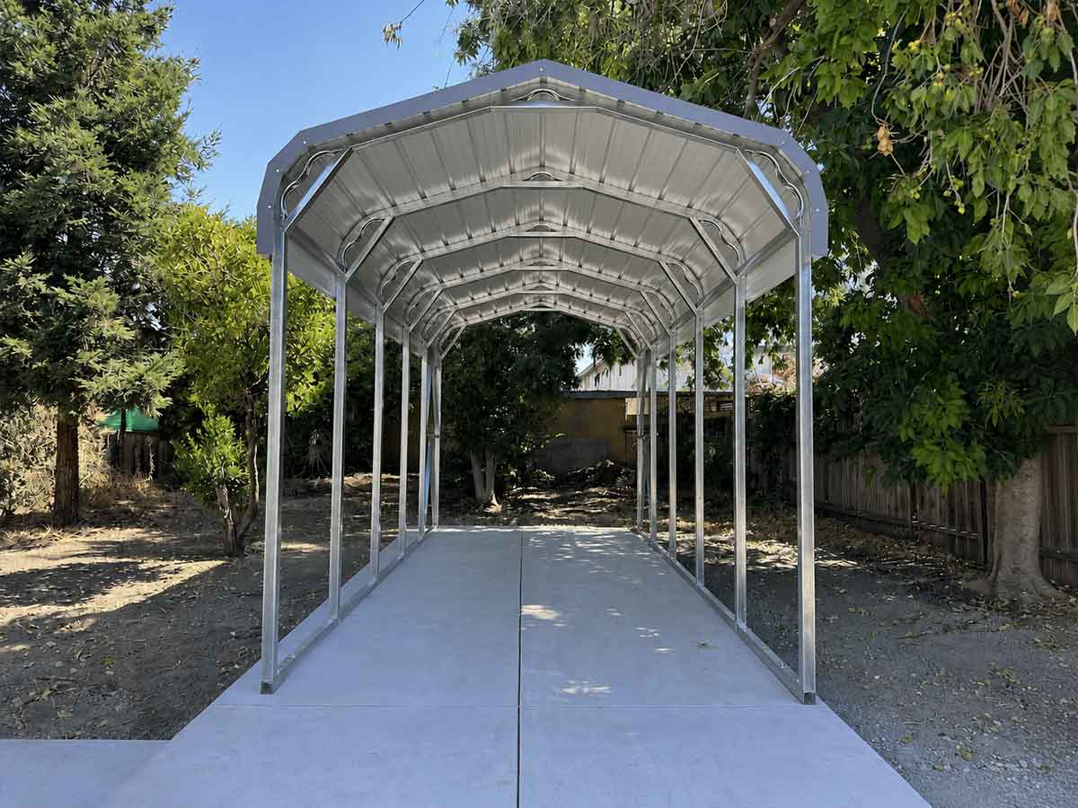 Completed standard roof carport installed on the same concrete pad