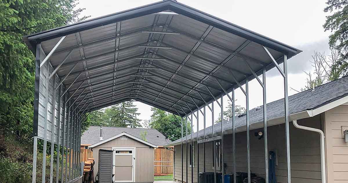 Vertical A-frame roof carport example
