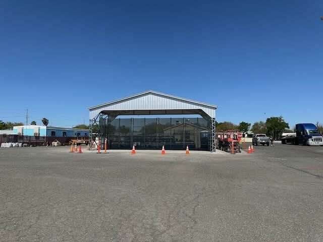 Featured commercial steel canopy storage area