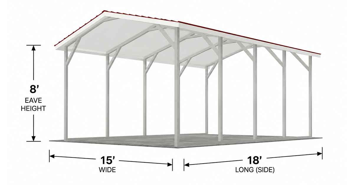15 x 18 x 8 A-Frame Horizontal Carport