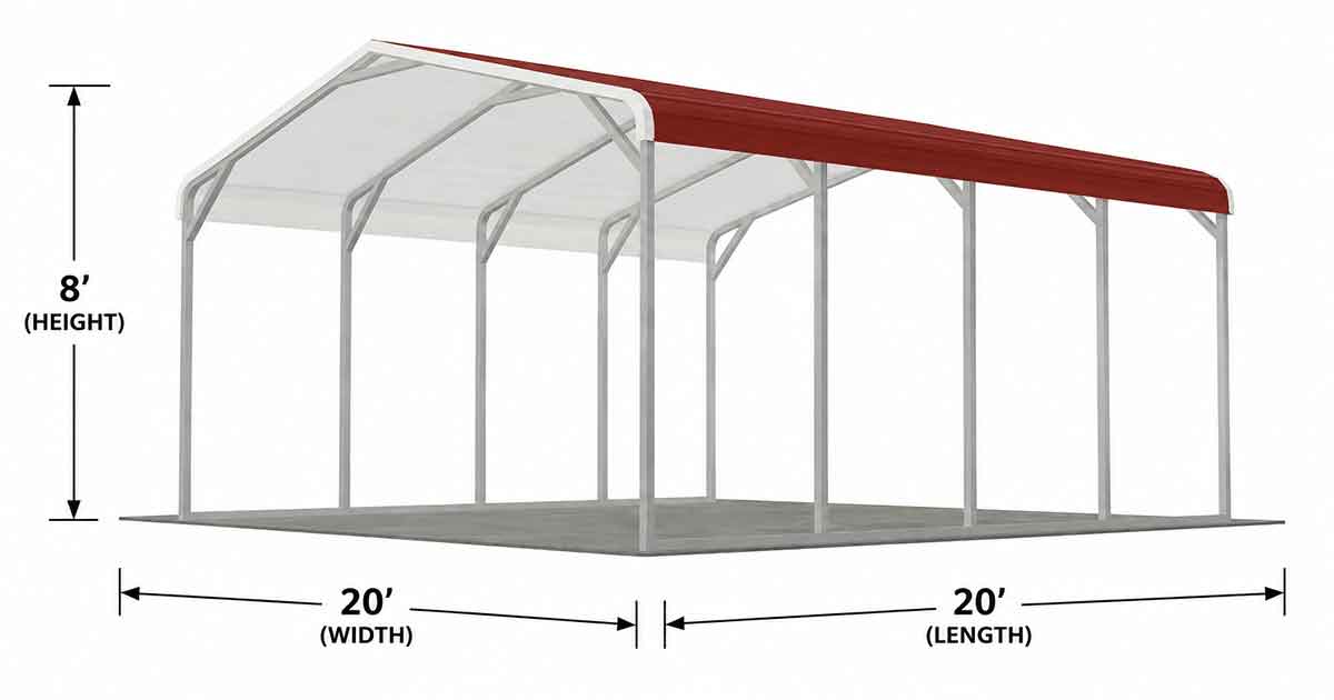 20 x 20 x 8 Standard Carport
